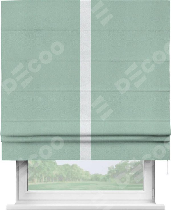 Римская штора «Кортин» с кантом Хайвэй, для проема, ткань блэкаут однотонный ментоловый