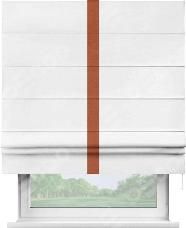 Римская штора «Кортин» с кантом Хайвэй, для проема, ткань вельвет дымчато-белый