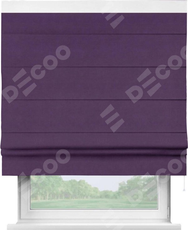 Римская штора «Кортин» с кантом Кинг, для проема, ткань вельвет темно-фиолетовый