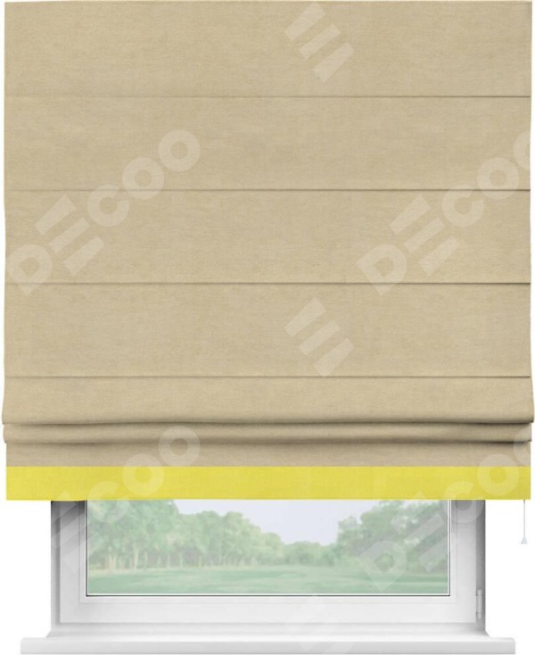 Римская штора «Кортин» с кантом Джестер, для проема, ткань вельвет бежевый