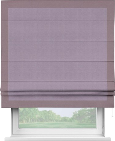 Римская штора «Кортин» с кантом Чесс, для проема, ткань блэкаут однотонный светло-сиреневый