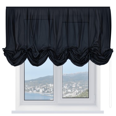 Австрийская штора «Cortin», лён черный