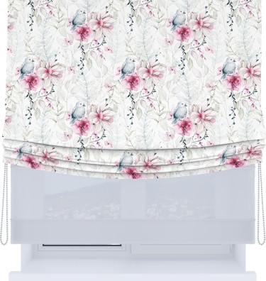 Римская штора «Кортин», день-ночь с мягкими складками, «Мелодия цветов»