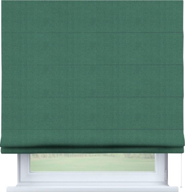 Римская штора «Кортин» для проема, ткань блэкаут с блеском изумрудный