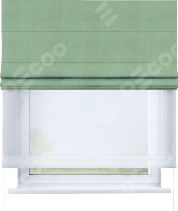 Римская штора «Кортин» день-ночь, ткань бархат оливковый