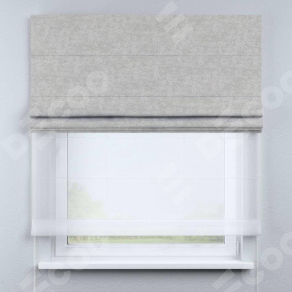 Римская штора «Кортин», софт мрамор светло-серый, день-ночь