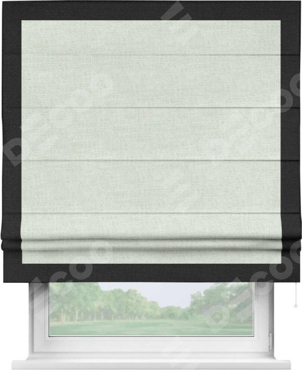 Римская штора «Кортин» для проёма, лён топлёное молоко, с кантом Чесс
