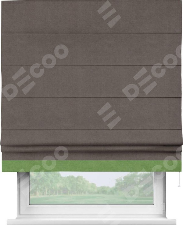 Римская штора «Кортин» с кантом Джестер, для проема, ткань вельвет коричневый