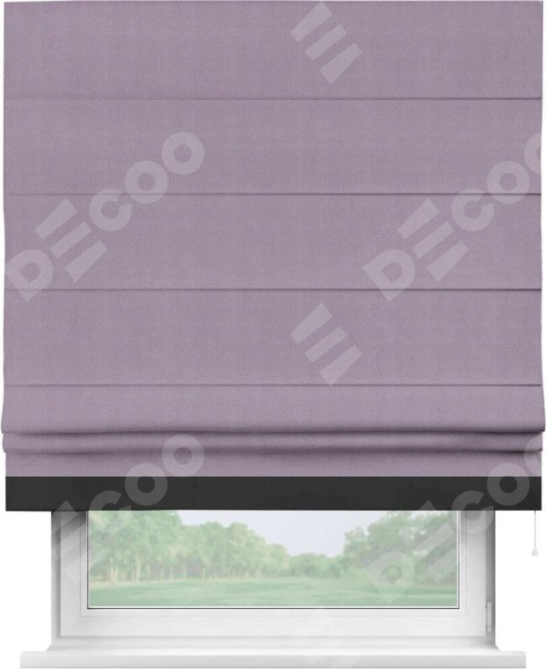 Римская штора «Кортин» с кантом Джестер, для проема, ткань блэкаут однотонный светло-сиреневый