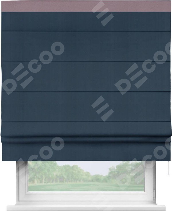 Римская штора «Кортин» с кантом Кинг, для проема, ткань блэкаут однотонный синий