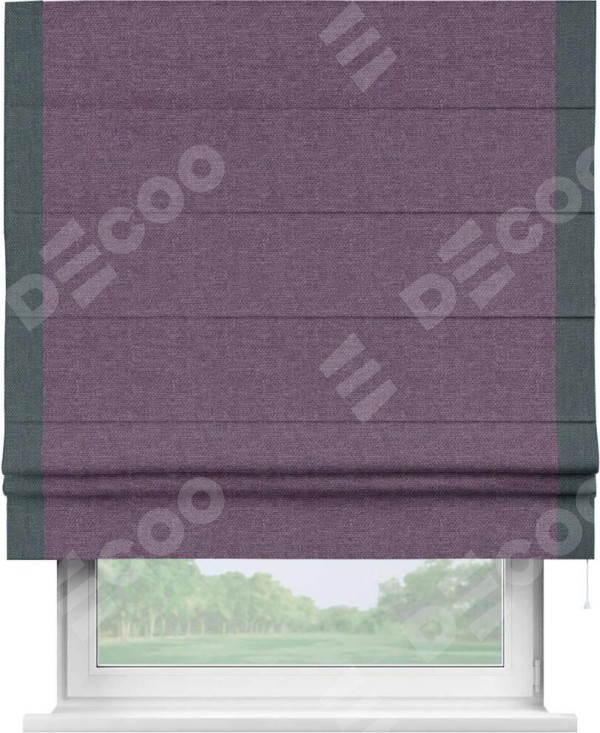 Римская штора «Кортин» с кантом Стрим Дуо, для проема, ткань лён димаут, брусника