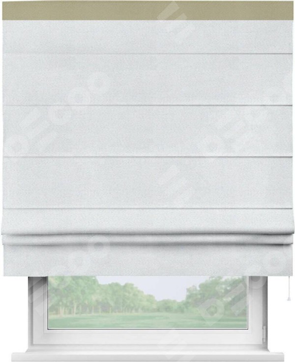 Римская штора «Кортин» с кантом Кинг, для проема, ткань блэкаут однотонный дымчато-белый