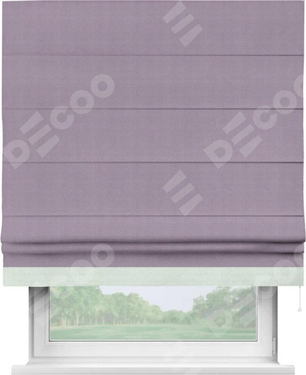 Римская штора «Кортин» с кантом Джестер, для проема, ткань блэкаут однотонный светло-сиреневый