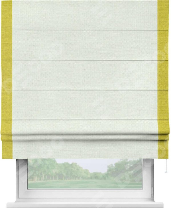 Римская штора «Кортин» с кантом Стрим Дуо, для проема, ткань лён молочный