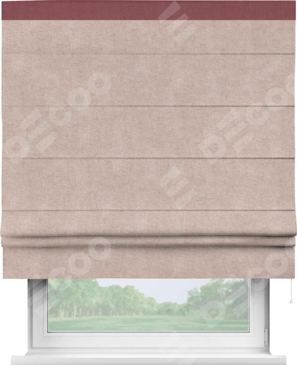 Римская штора «Кортин» для проема, канвас пудровый, с кантом Кинг