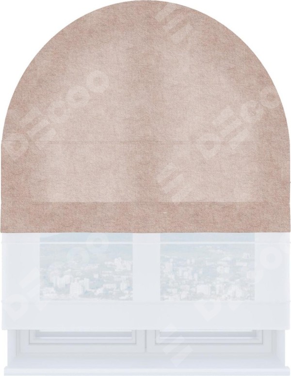 Римская штора «Кортин», канвас пудровый, день-ночь для арочного проёма