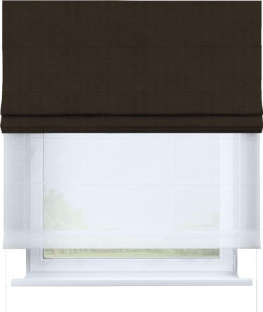 Римская штора «Кортин» день-ночь, ткань вельвет тёмно-коричневый