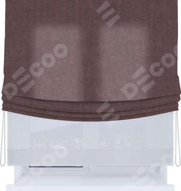 Римская штора «Кортин», канвас махагон, день-ночь с мягкими складками