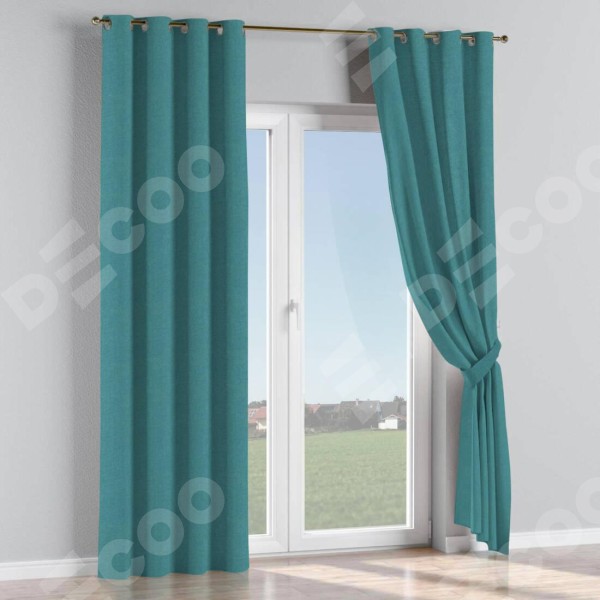 Комплект штор на люверсах лён бирюзовый