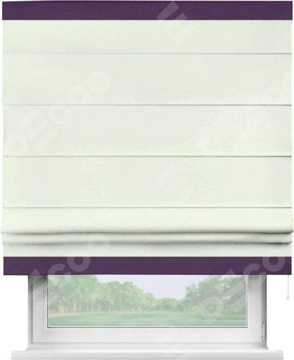 Римская штора «Кортин» с кантом Горизонт, для проема, ткань вельвет кремовый