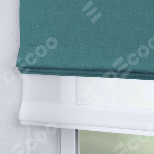Римская штора «Кортин» день-ночь, ткань лён бирюзовый