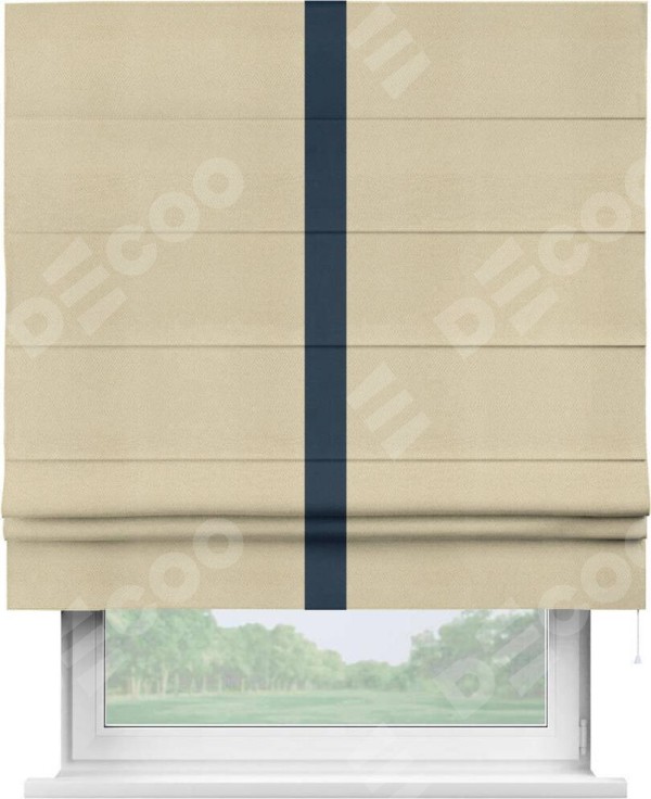 Римская штора «Кортин» с кантом Хайвэй, для проема, ткань блэкаут однотонный милано латте