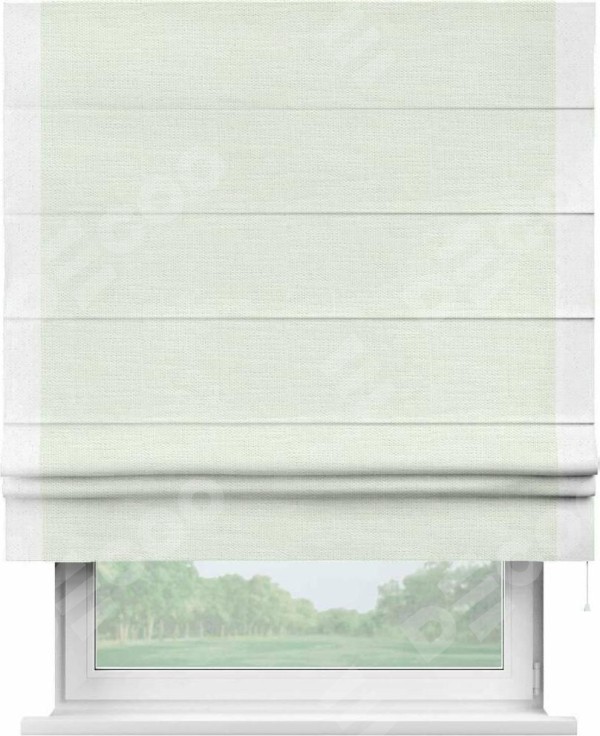 Римская штора «Кортин» с кантом Стрим Дуо, для проема, ткань лён молочный