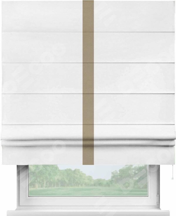 Римская штора «Кортин» с кантом Хайвэй, для проема, ткань вельвет дымчато-белый