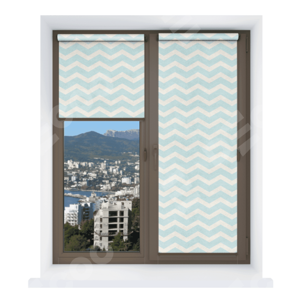 Рулонная штора Мини с принтом Голубой шеврон