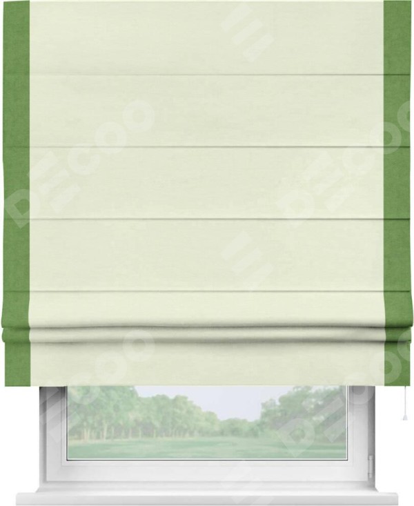 Римская штора «Кортин» с кантом Стрим Дуо, для проема, ткань вельвет молочный