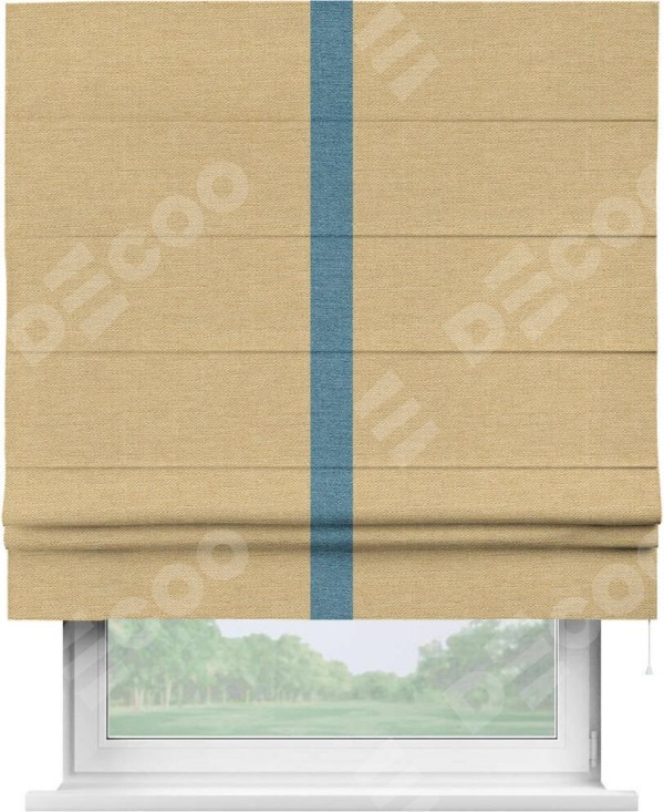 Римская штора «Кортин» с кантом Хайвэй, для проема, ткань лён темно-бежевый
