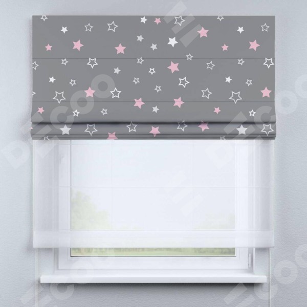 Римская штора «Кортин» день-ночь «Розовый звездопад»