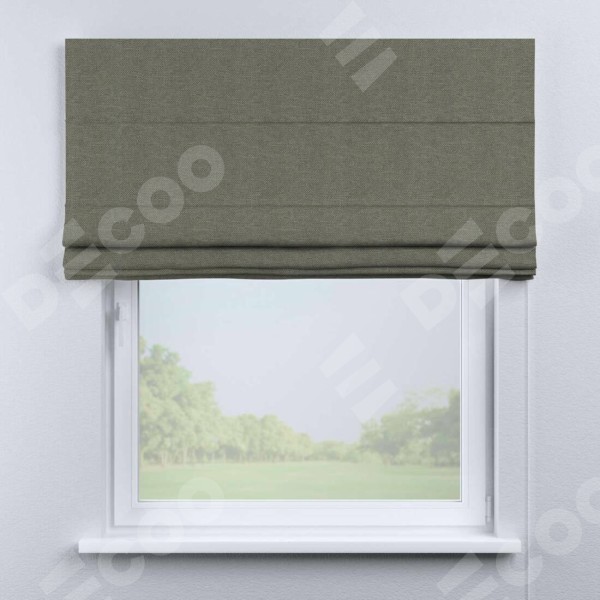 Римская штора «Кортин» для проема, ткань лён димаут, стальной