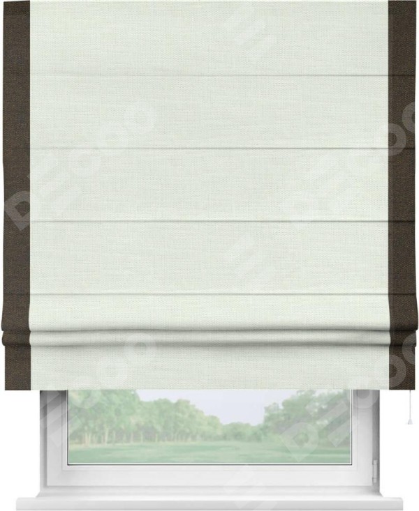 Римская штора «Кортин» с кантом Стрим Дуо, для проема, ткань лён молочный