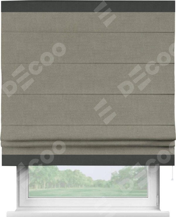 Римская штора «Кортин» с кантом Горизонт, для проема, лён блэкаут шампань