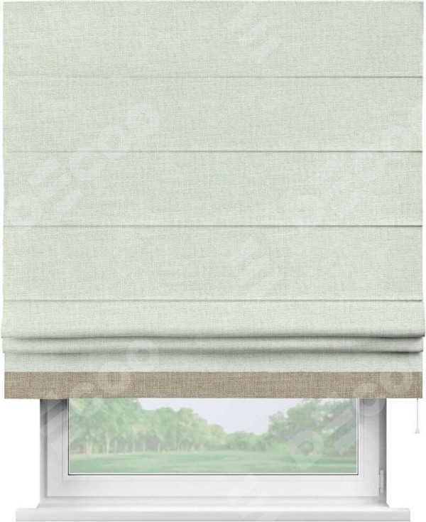 Римская штора «Кортин» для проёма, лён топлёное молоко, с кантом Джестер