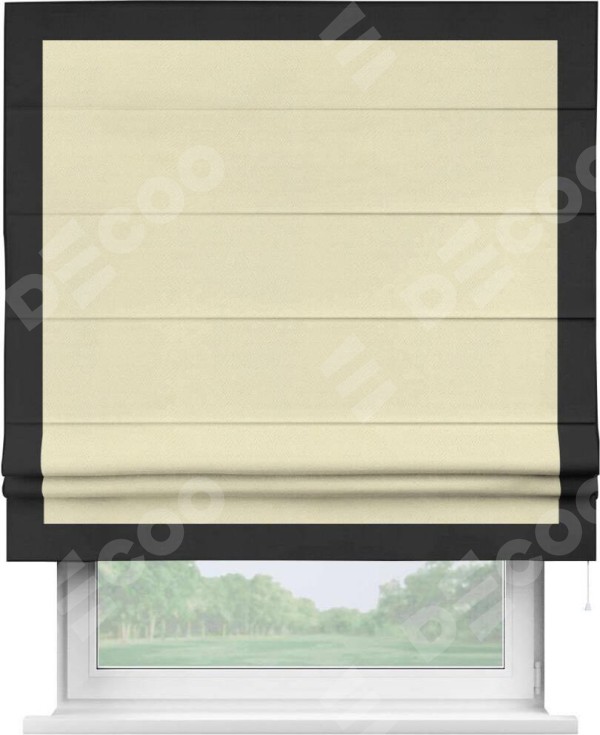 Римская штора «Кортин» с кантом Чесс, для проема, ткань блэкаут однотонный бежевый