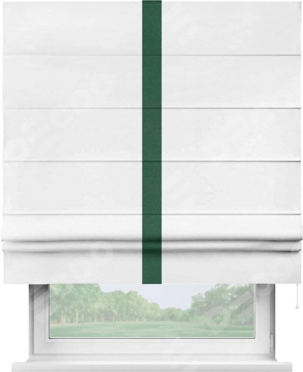 Римская штора «Кортин» с кантом Хайвэй, для проема, ткань вельвет дымчато-белый