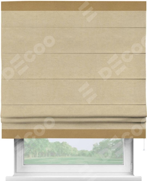 Римская штора «Кортин» с кантом Горизонт, для проема, ткань вельвет бежевый