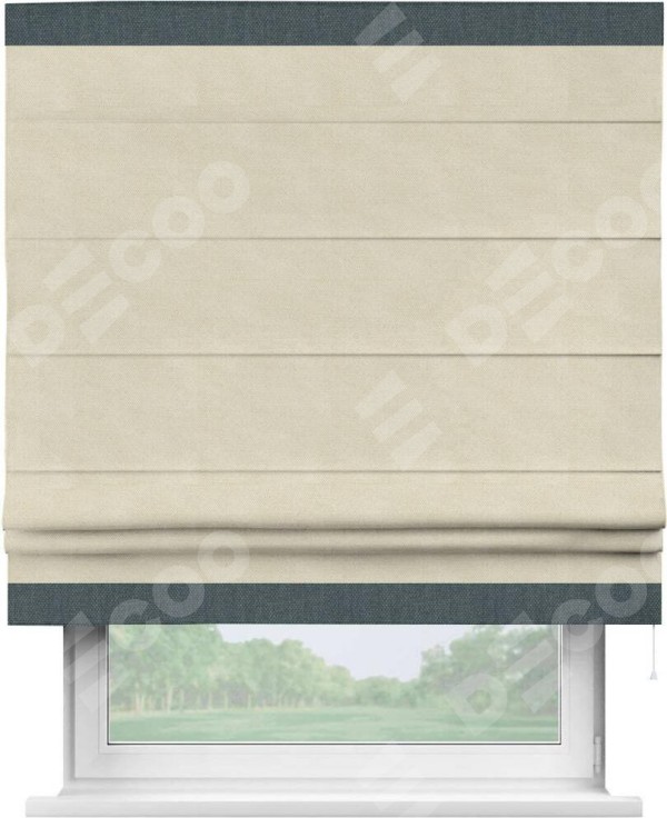 Римская штора «Кортин» с кантом Горизонт, для проема, ткань лён димаут, бежевый