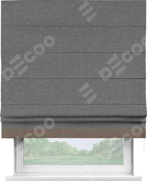 Римская штора «Кортин» с кантом Джестер, для проема, лён тёмно-серый