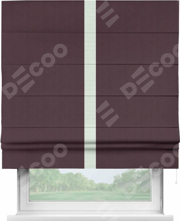 Римская штора «Кортин» с кантом Хайвэй, для проема, ткань блэкаут однотонный цвет сиреневый