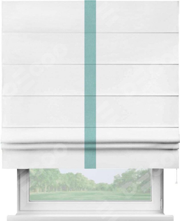 Римская штора «Кортин» с кантом Хайвэй, для проема, ткань вельвет дымчато-белый