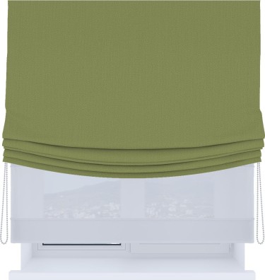 Римская штора «Кортин», день-ночь с мягкими складками, бархат золотая оливка