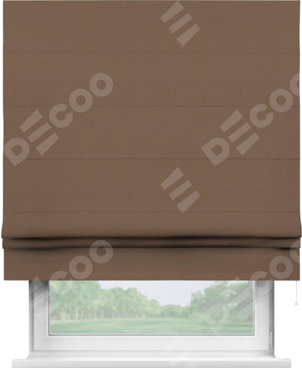 Римская штора «Кортин» для проема, ткань блэкаут однотонный, коричневый