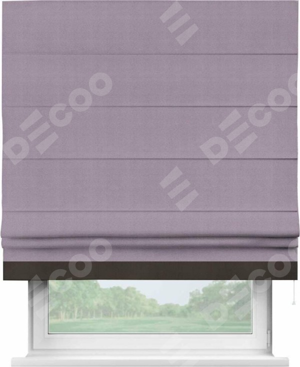 Римская штора «Кортин» с кантом Джестер, для проема, ткань блэкаут однотонный светло-сиреневый