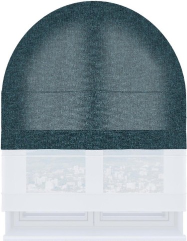 Римская штора «Кортин» день-ночь для арочного проёма, ткань лён кашемир синий