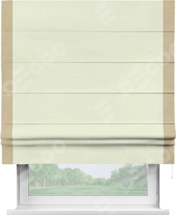 Римская штора «Кортин» с кантом Стрим Дуо, для проема, ткань вельвет молочный