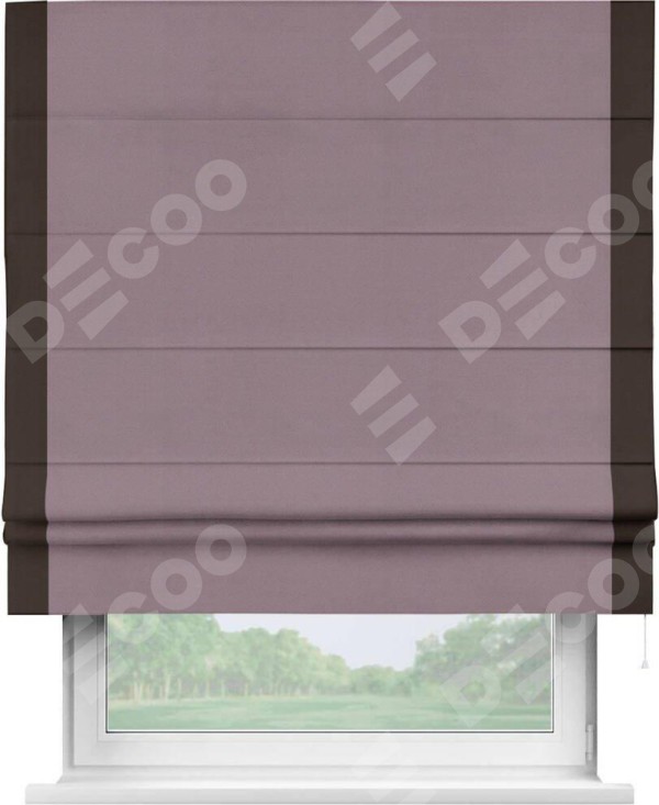 Римская штора «Кортин» с кантом Стрим Дуо, для проема, ткань блэкаут однотонный брусника