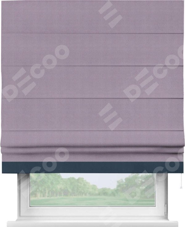 Римская штора «Кортин» с кантом Джестер, для проема, ткань блэкаут однотонный светло-сиреневый